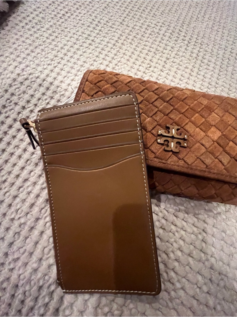 Tory Burch Chestnut Brown Woven Leather Crossbody with Pouch - Picture 3 of 5